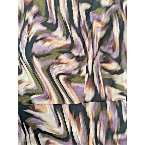 Donna Morgan Women's Satin Wavy Printed Tie-Waist Shirtdress Black Multi 2 - Picture 9 of 9